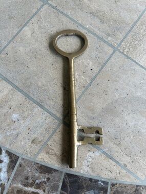 Large Decorative Vintage-Style Brass Key